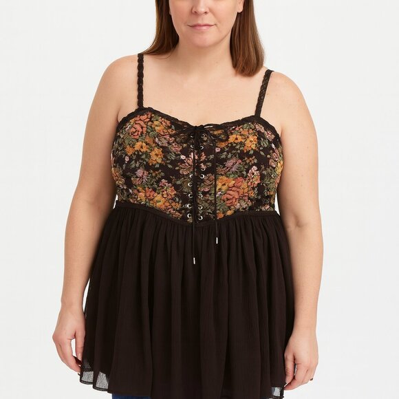 Cider Dresses & Skirts - Cider Black Dress with Multicolor Floral Embroidery